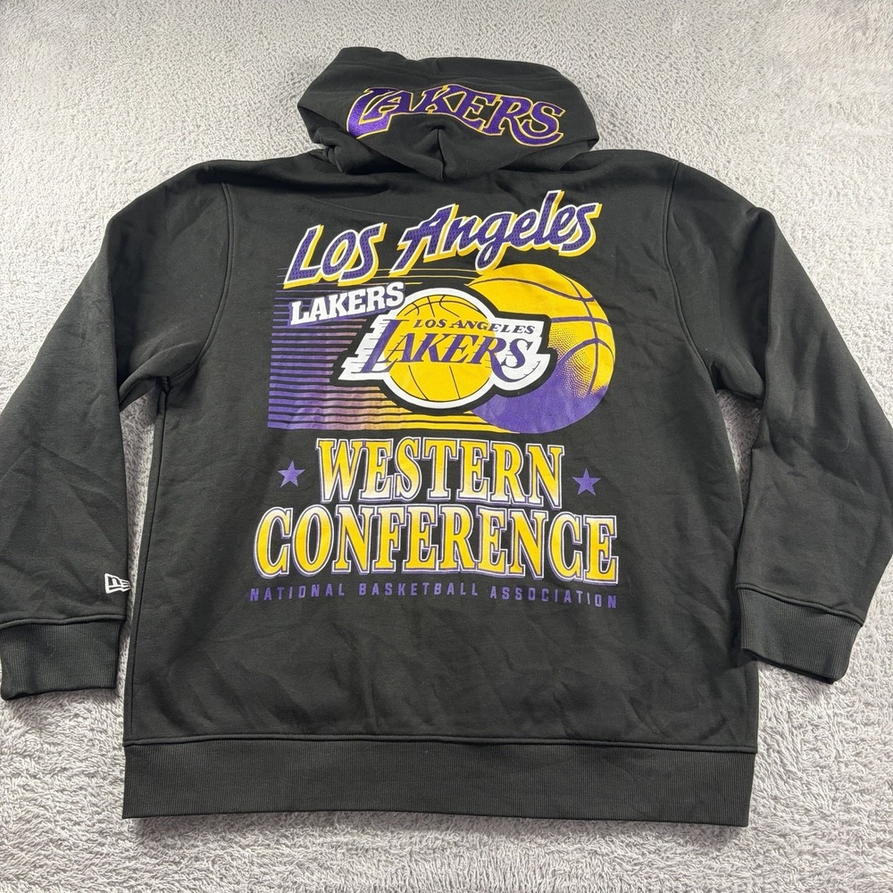 Lakers Full Zip Hoodie Mens Large Black Western Conference Graphic NBA NWT